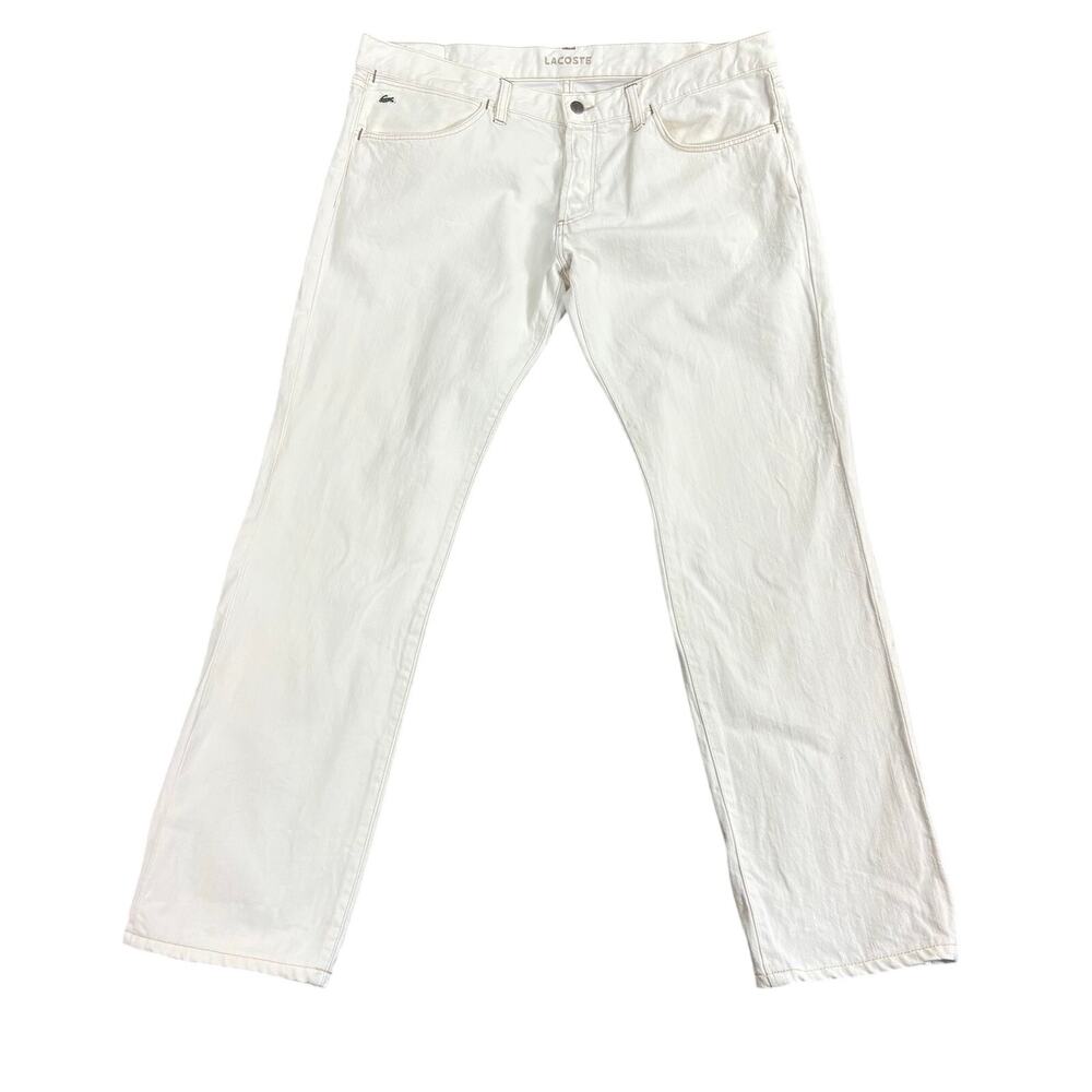 Lacoste Men’s White Straight Leg Jeans Size 40 Y2K Preppy Old Money Cotton